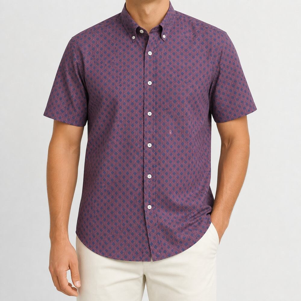 Brooks Brothers Shirt Mens Medium Rope Print Short Sleeve Button Up Casual
